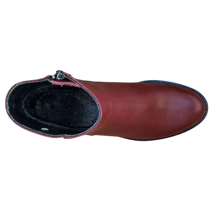 ULTIMA PERECHE Botine dama scurte elegante Dogati din piele naturala bordo imblanite marimea 38 - imagine 4