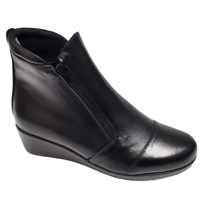 Botine dama cu doua fermoare din piele naturala negre vatuite intre 35 si 40 - imagine 2