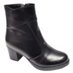 Botine dama elegante din piele naturala negre vatuite cu toc masiv intre 36 si 41 - imagine 2