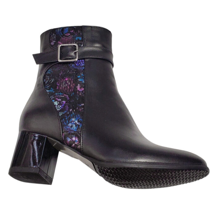 Botine vatuite dama cu toc aplicat din piele naturala negre intre 35 si 40 - imagine 4