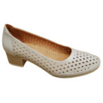 Pantofi dama crem cu toc masiv din piele naturala decupata intre 36 si 40 - imagine 2