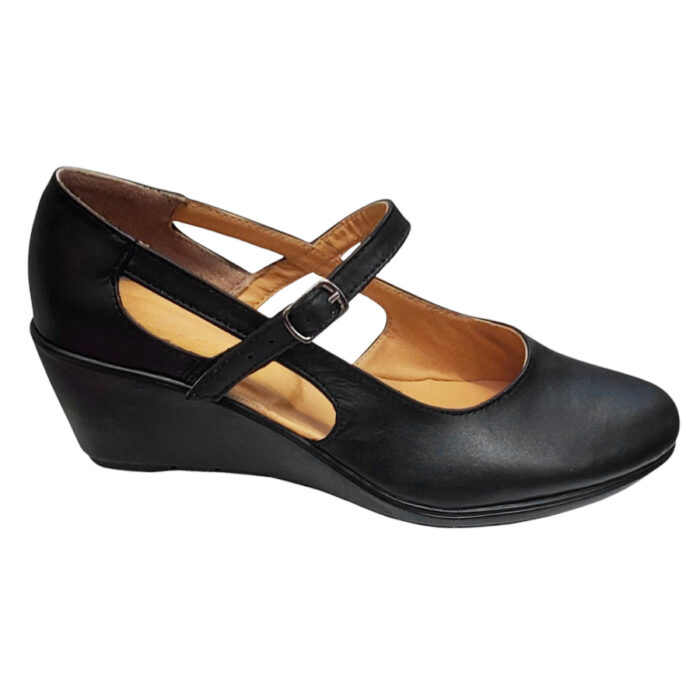 Sandale dama cu platforma din piele naturala neagra intre 35 si 40 - imagine 2