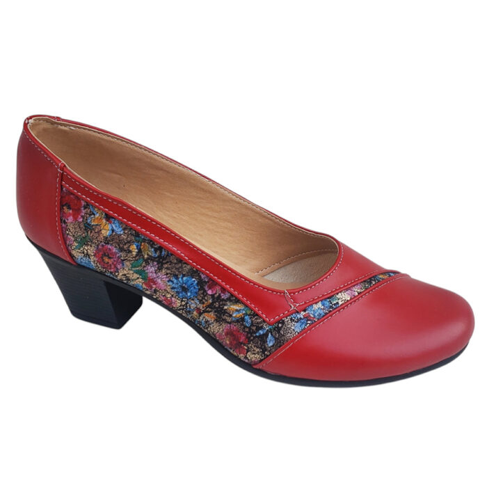 Pantofi dama cu toc din piele naturala rosie marimi intre 35 si 41 - imagine 2