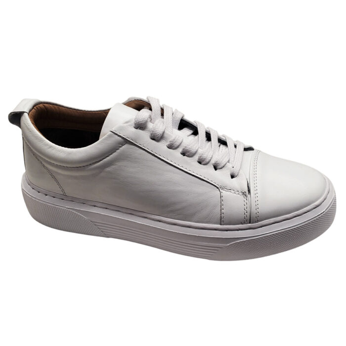Pantofi sport barbatesti cu siret din piele naturala albi intre 40 si 45 - imagine 2