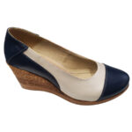 Pantofi dama bleumarin-crem cu platforma din piele naturala marimi intre 34 si 41 - imagine 2