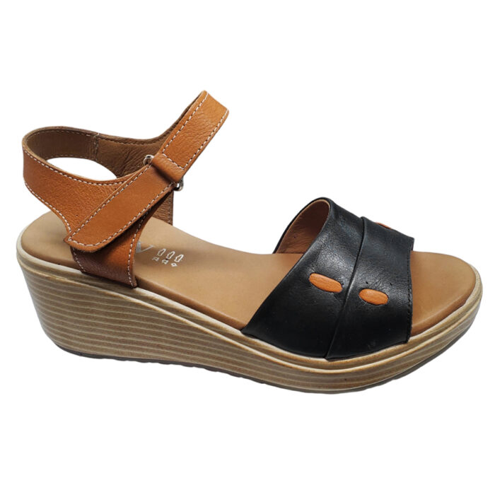 Sandale dama SCV cu platforma negre din piele naturala intre 36 si 40 - imagine 2