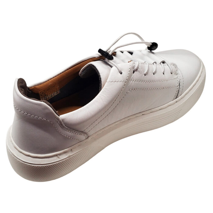 Pantofi sport barbati cu siret elastic din piele naturala albi intre 40 si 45 - imagine 3