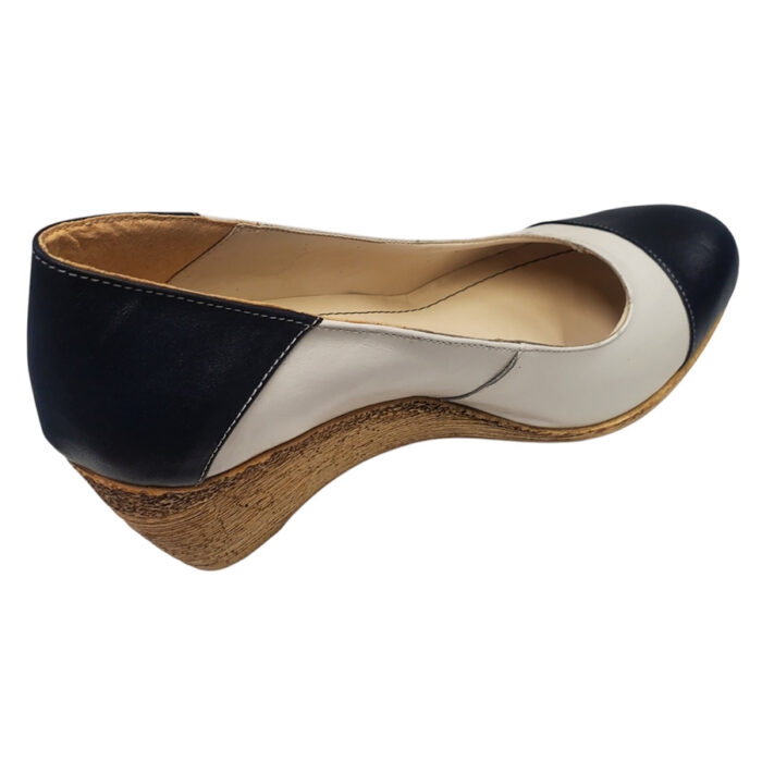Pantofi dama bleumarin-crem-rosu cu platforma din piele naturala marimi intre 34 si 41 - imagine 3