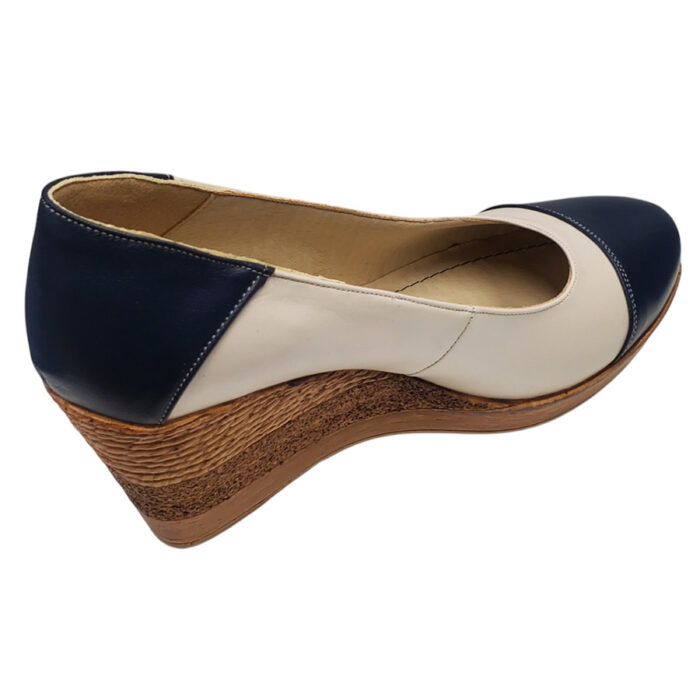 Pantofi dama bleumarin-crem cu platforma din piele naturala marimi intre 34 si 41 - imagine 3