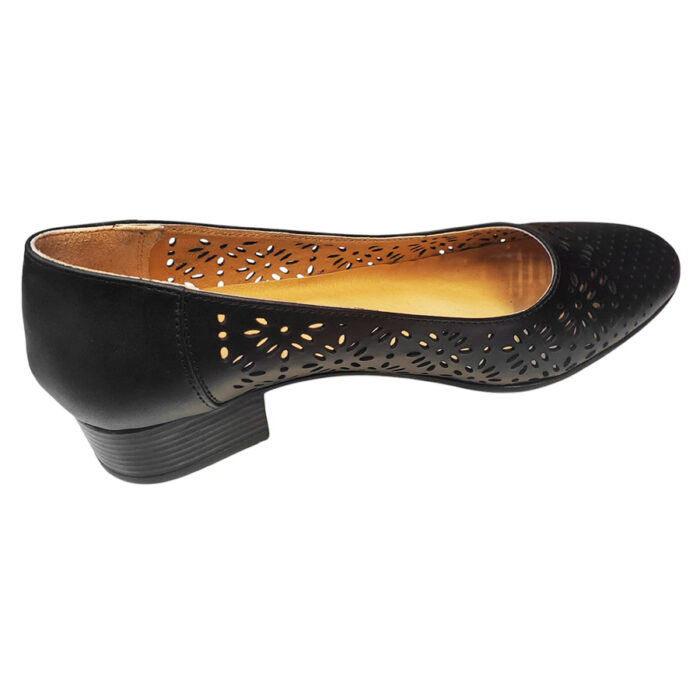 Pantofi dama negri cu toc mic din piele naturala perforata intre 35 si 41 - imagine 3