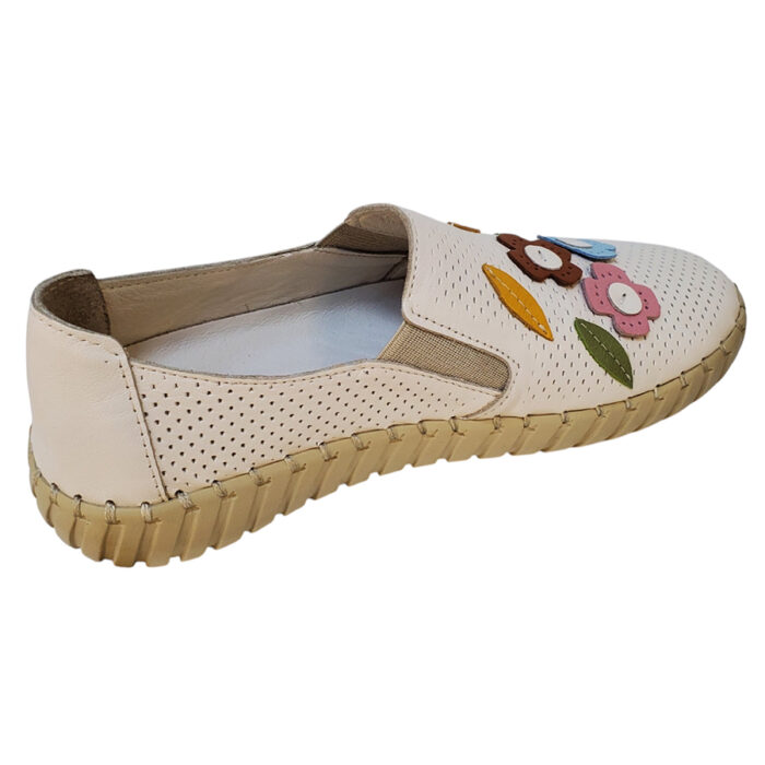 Pantofi dama BioFlex Confort din piele naturala perforata crem intre 36 si 40 - imagine 2
