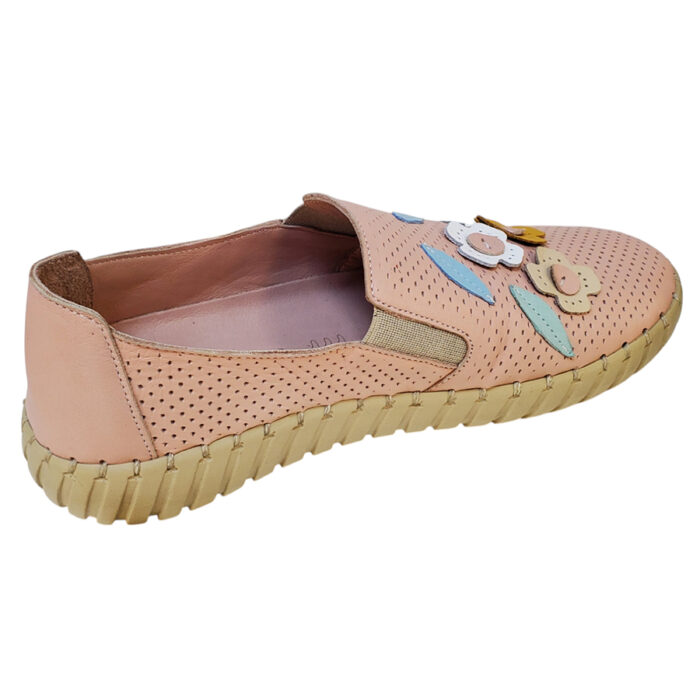 Pantofi dama BioFlex Confort din piele naturala perforata roz-pudra intre 36 si 40 - imagine 2