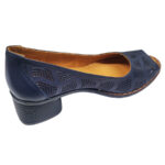 Pantofi dama cu toc gros din piele naturala perforata bleumarin intre 36 si 40 - imagine 3