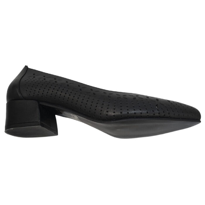 Pantofi dama negri din piele naturala perforata laser cu toc aplicat Dogati intre 36 si 40 - imagine 4