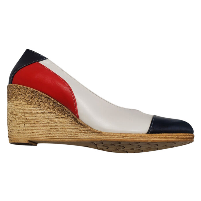 Pantofi dama bleumarin-crem-rosu cu platforma din piele naturala marimi intre 34 si 41 - imagine 4