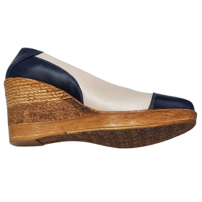 Pantofi dama bleumarin-crem cu platforma din piele naturala marimi intre 34 si 41 - imagine 4