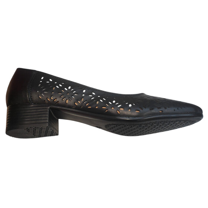 Pantofi dama negri cu toc mic din piele naturala perforata intre 35 si 41 - imagine 4