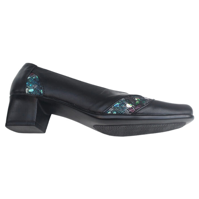 Pantofi dama lati cu toc patrat din piele naturala cu insertii inflorate intre 36 si 41 - imagine 4