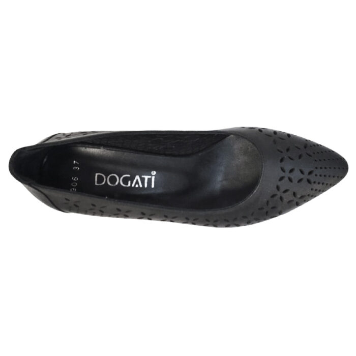 Pantofi dama negri din piele naturala perforata laser cu toc aplicat Dogati intre 36 si 40 - imagine 5