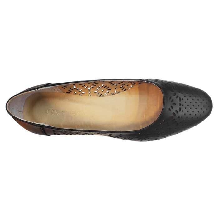 Pantofi dama negri cu toc mic din piele naturala perforata intre 35 si 41 - imagine 5