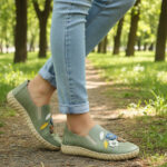 Pantofi dama BioFlex Confort din piele naturala perforata verzi intre 36 si 40