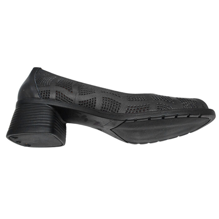 Pantofi dama cu toc gros din piele naturala perforata negri intre 36 si 40 - imagine 4