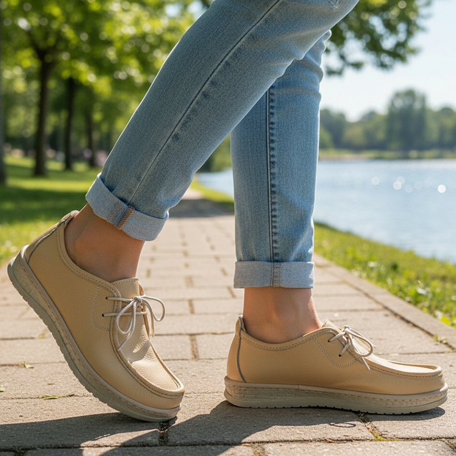 pantofi-mocasini-dama-bej-din-piele-naturala-cu-siret-intre-36-si-40 Pantofi-mocasini dama bej din piele naturala cu siret intre 36 si 41 - imagine 1
