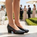 Pantofi dama cu toc din piele naturala neagra marimi intre 35 si 41