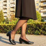 Pantofi femei cu toc gros din piele naturala negri cu marimi intre 35 si 41
