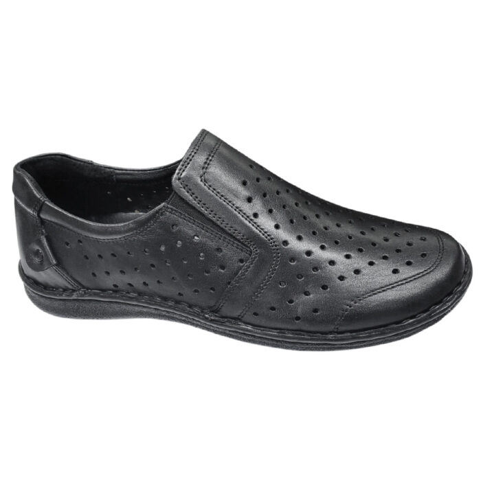 Pantofi lati barbati foarte usori negri din piele naturala perforata intre 40 si 44 - imagine 2