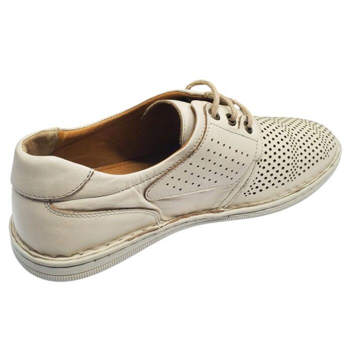 Pantofi barbati usori crem cu siret din piele naturala perforata intre 40 si 44 - imagine 3