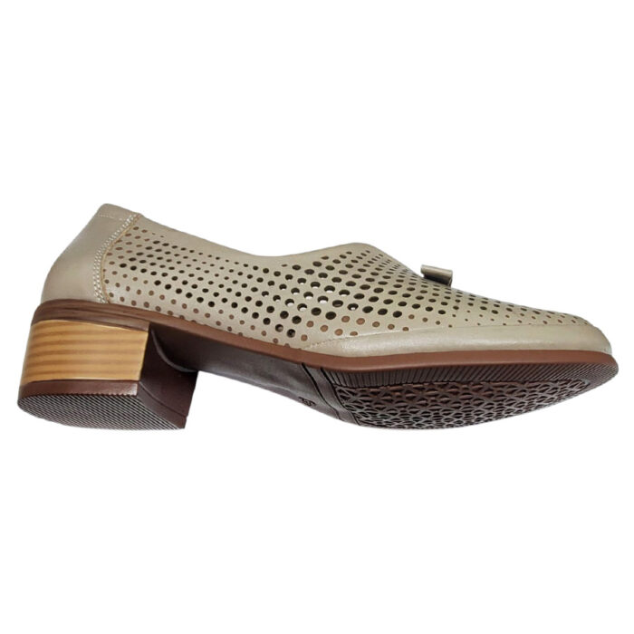 Pantofi dama grej cu toc masiv din piele naturala perforata intre 36 si 40 - imagine 4