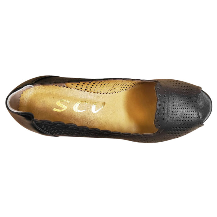 ULTIMA PERECHE Pantofi de vara dama SCV din piele naturala perforata negri marimea 40 - imagine 5