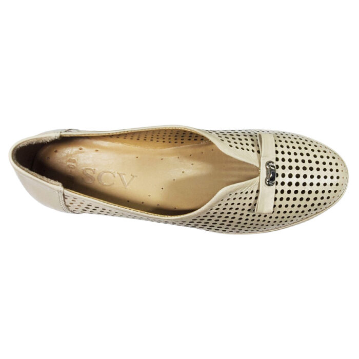 Pantofi dama crem cu toc masiv din piele naturala perforata intre 36 si 40 - imagine 4