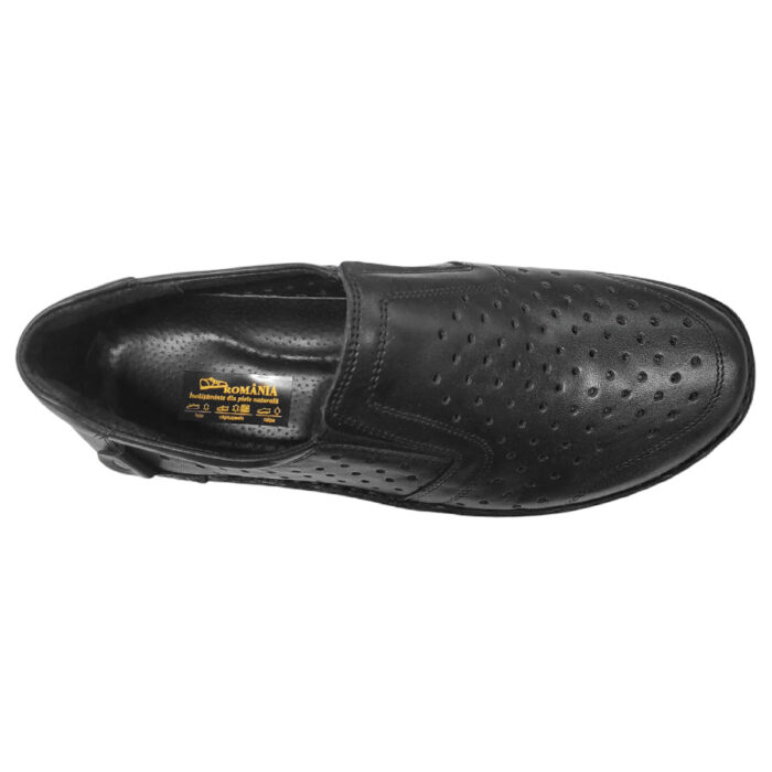 Pantofi lati barbati foarte usori negri din piele naturala perforata intre 40 si 44 - imagine 5