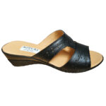 LICHIDARE-Papuci dama din piele naturala neagra cu talpa ortopedica marimea 39, 40, 41