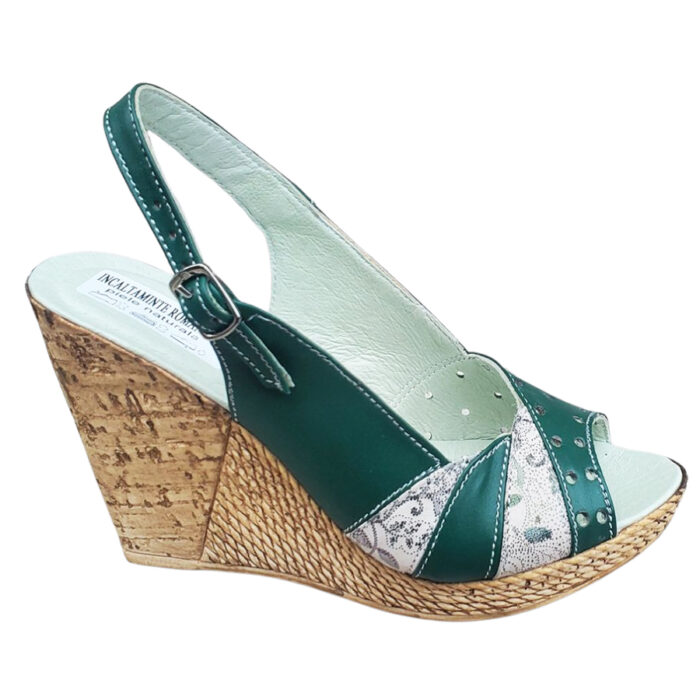 Sandale dama cu platforma verzi din piele naturala intre 35 si 41 - imagine 2