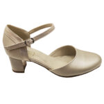 Sandale dama din piele naturala elegante cu toc bej intre 35 si 40 - imagine 2
