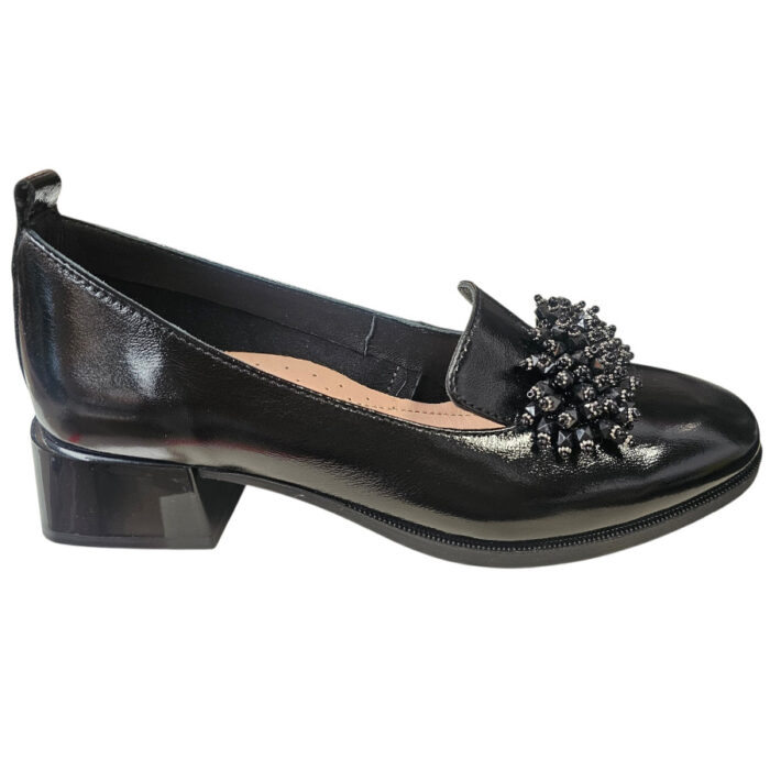 Pantofi dama cu toc patrat din piele naturala lacuita intre 36 si 40 - imagine 2