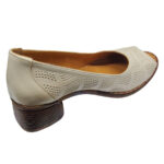 Pantofi dama cu toc gros din piele naturala perforata crem intre 36 si 40 - imagine 2