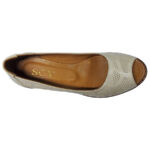 Pantofi dama cu toc gros din piele naturala perforata crem intre 36 si 40 - imagine 4
