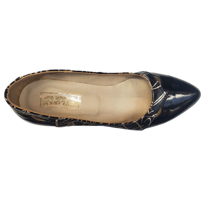 Pantofi dama negri eleganti inflorati cu toc patrat din piele naturala intre 35 si 40 - imagine 5