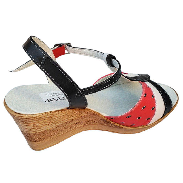 Sandale dama rosu-multicolor cu platforma din piele naturala intre 34 si 42 - imagine 3