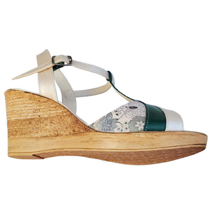 Sandale dama verde-multicolor cu platforma din piele naturala intre 34 si 42 - imagine 4