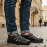 Pantofi/sandale Florentinii din piele naturala negre marimi intre 40 si 45