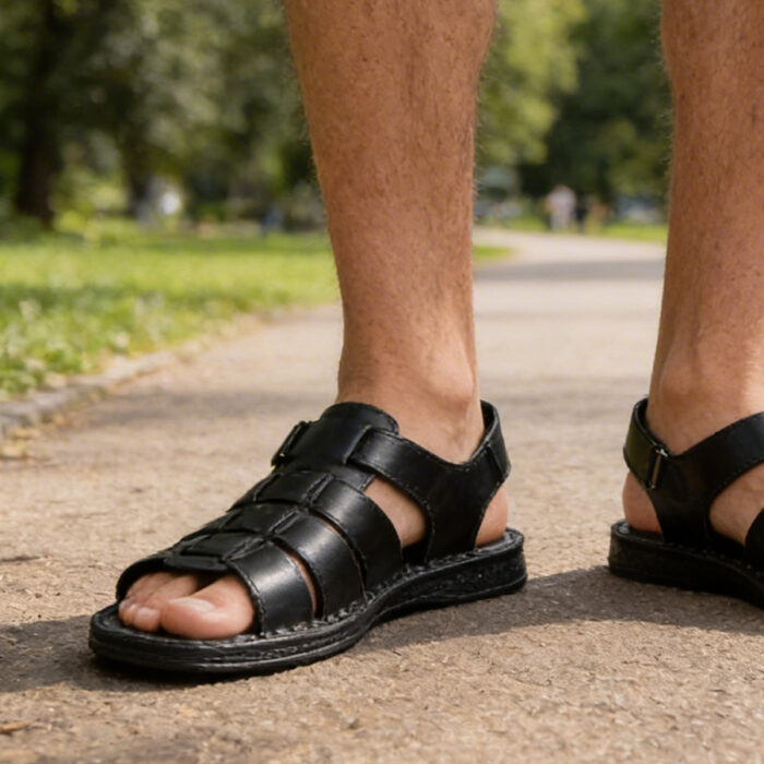 Sandale barbatesti din piele naturala negre marimi intre 39 si 44 - imagine 3