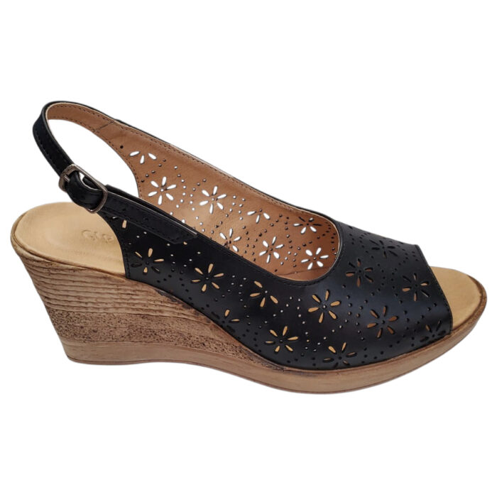 Sandale dama cu platforma negre din piele naturala perforata intre 34 si 41 - imagine 2