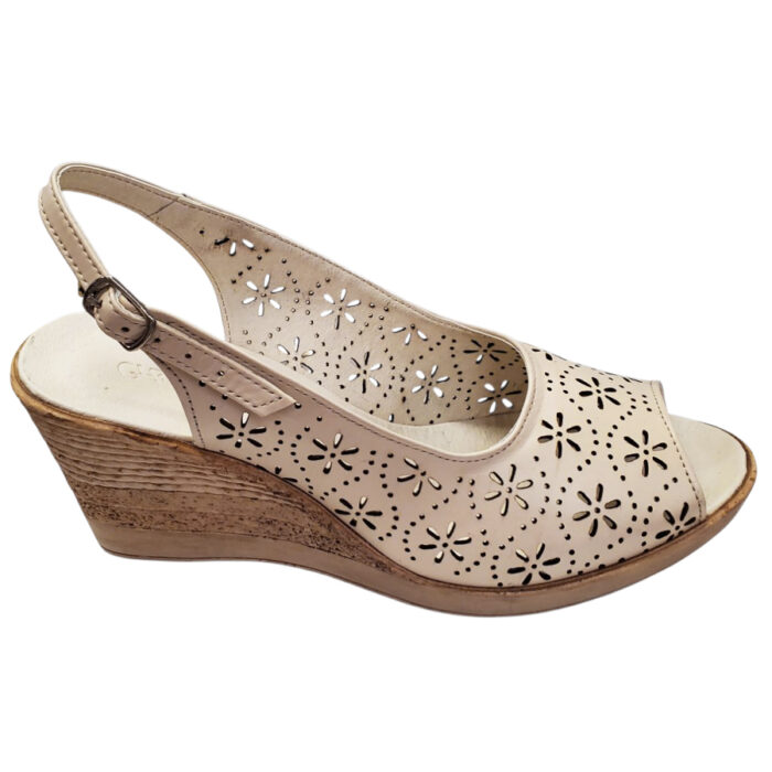Sandale dama cu platforma bej din piele naturala perforata intre 34 si 41 - imagine 2