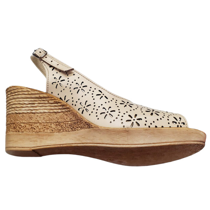 Sandale dama cu platforma bej din piele naturala perforata intre 34 si 41 - imagine 4