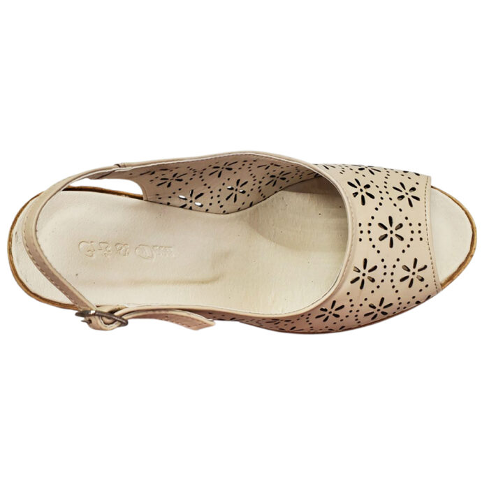 Sandale dama cu platforma bej din piele naturala perforata intre 34 si 41 - imagine 5